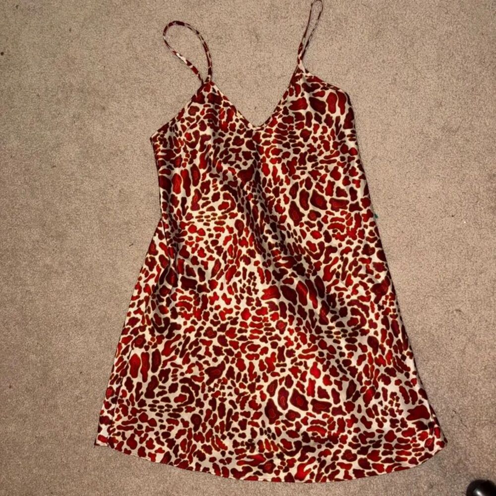90s Vintage Slip Dress M Animal Print